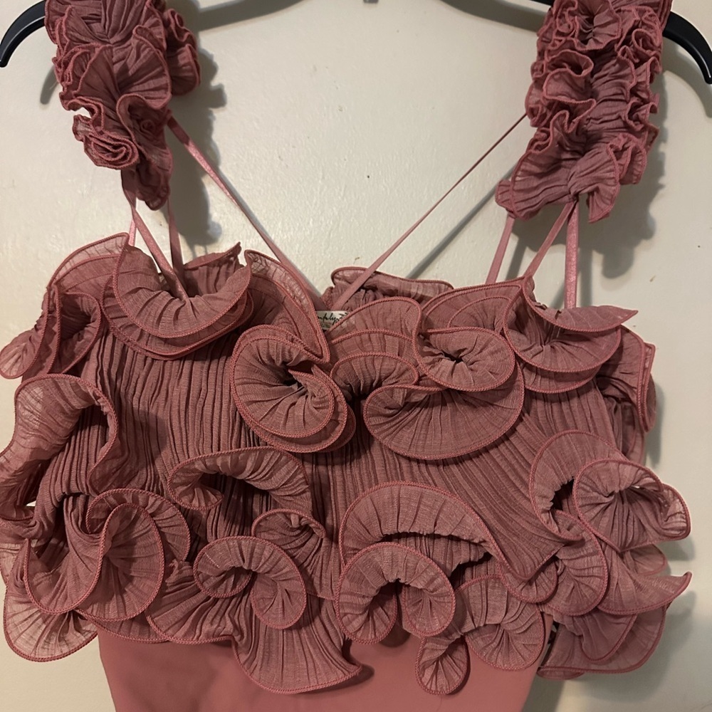 Free People Ruffled Mauve Tank Top - Picture 3 of 5